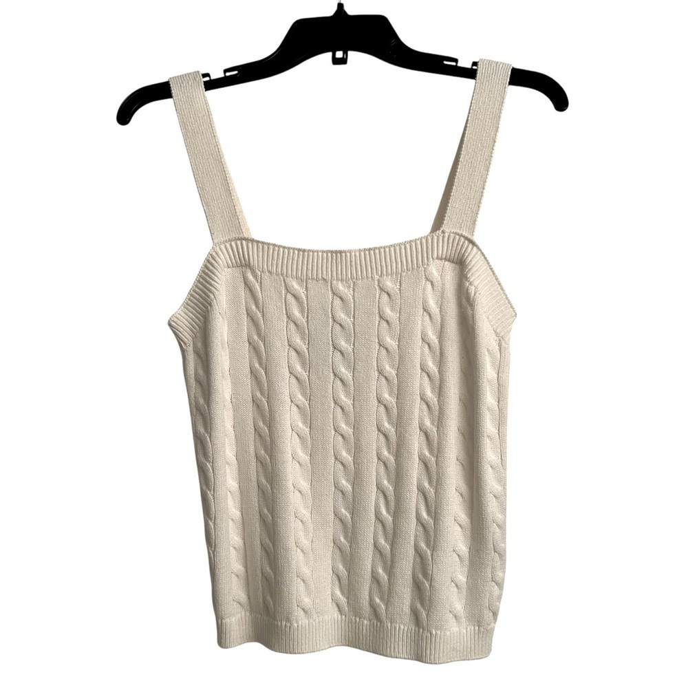 Joie Cable Knit Sweater Ivory White Tank Top Women’s Size Medium - Picture 2 of 6